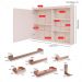 Espelheira Suspensa Armário Banheiro Prateleira Organizadora Off White Kit Acessórios Lavabo 6 Peças Resistente Premium Rose - RPM