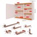 Espelheira Suspensa Armário Banheiro Prateleira Organizadora Off/Cinamomo Kit Acessórios Lavabo 6 Peças Resistente Premium Rose - RPM