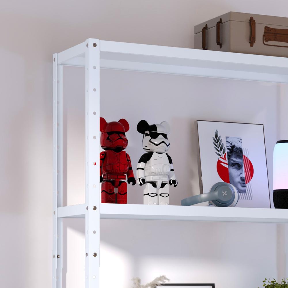 Estante Armário Aço 5 Bandeja Multiuso Expositor Loja Organizador Lavanderia Prateleiras Livros Quarto Sala Cozinha Industrial Branco Brilhante-RPM