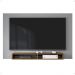 Estante Painel Home Suspenso TV Smart 42 Polegadas Nicho Eletrônico Sala Quarto Pequeno Decoração Retrô Manhattan - Cinza/Jequitibá - RPM