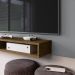 Estante Painel Home Suspenso TV Smart 42 Polegadas Nicho Eletrônico Sala Quarto Pequeno Decoração Retrô Manhattan - Cinza/Jequitibá - RPM