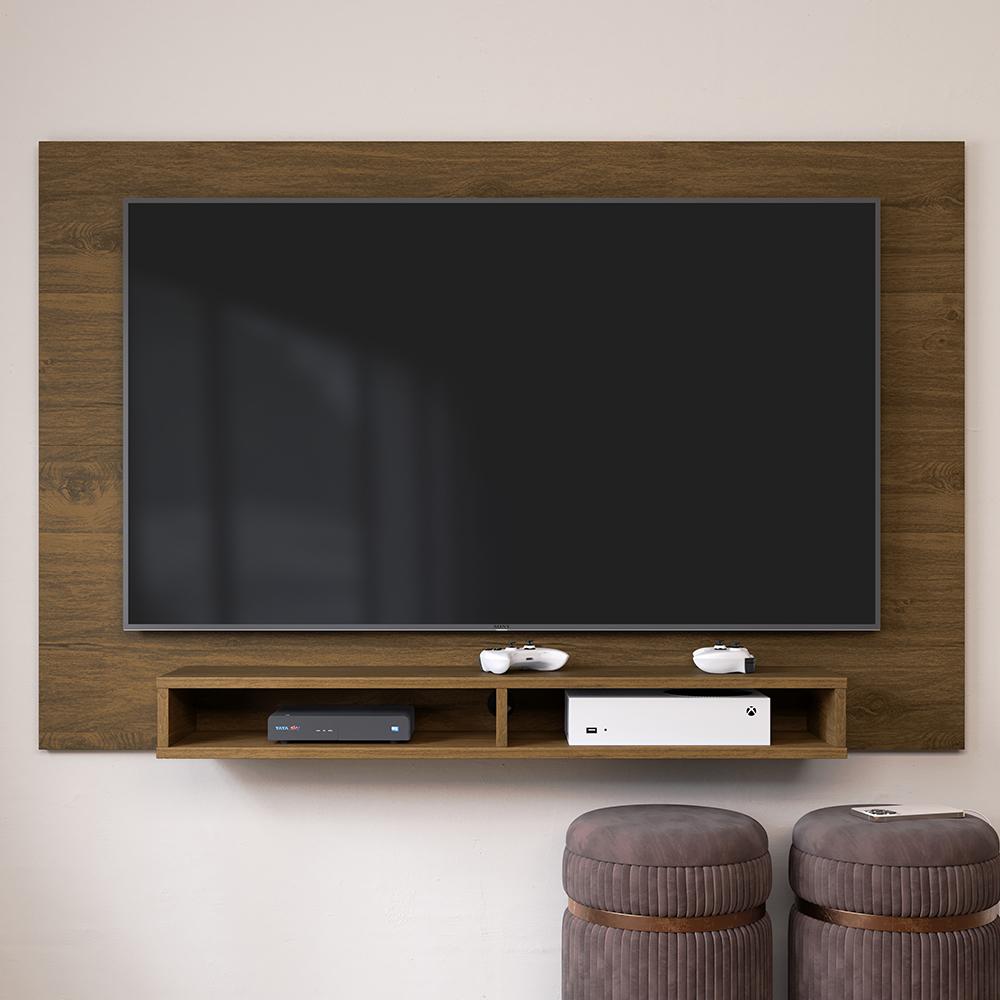 Estante Painel Home Suspenso TV Smart 42 Polegadas Nicho Eletrônico Sala Quarto Pequeno Decoração Retrô Manhattan - Jequitibá - RPM