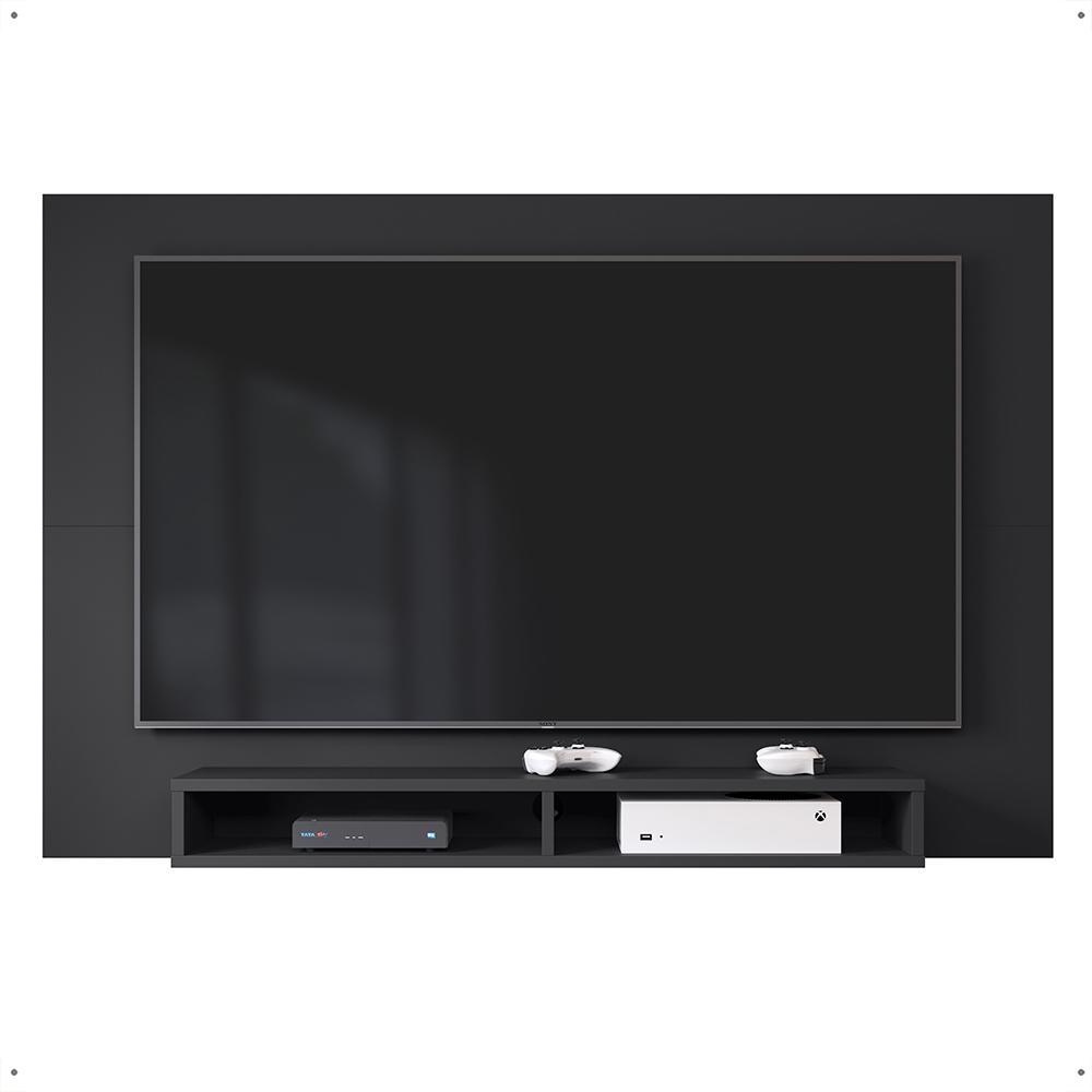 Estante Painel Home Suspenso TV Smart 42 Polegadas Nicho Eletrônico Sala Quarto Pequeno Decoração Retrô Manhattan - Preto - RPM
