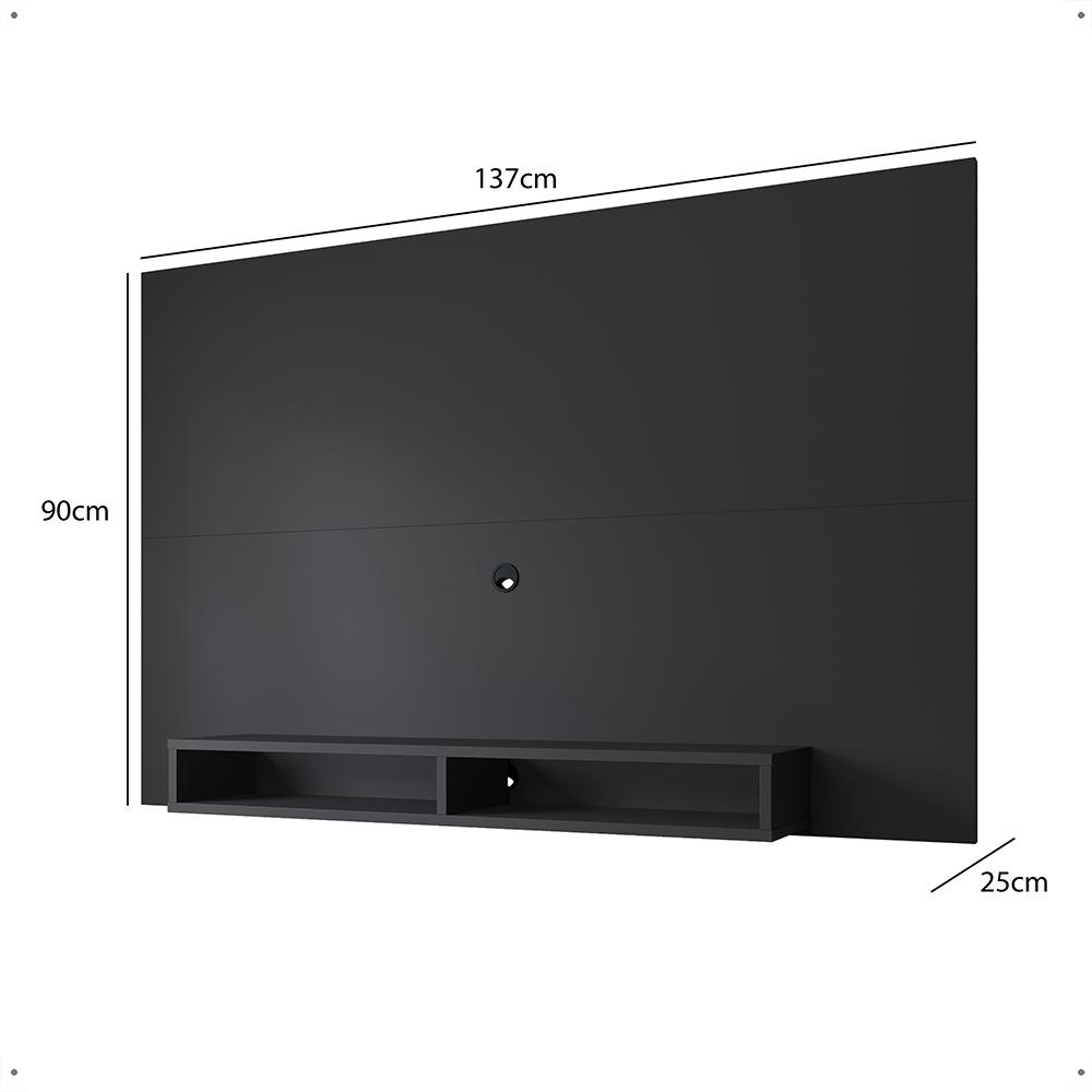 Estante Painel Home Suspenso TV Smart 42 Polegadas Nicho Eletrônico Sala Quarto Pequeno Decoração Retrô Manhattan - Preto - RPM