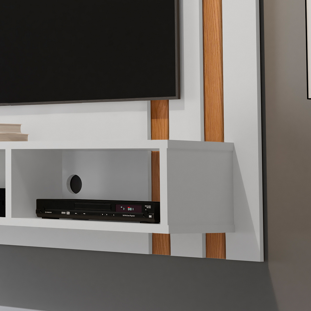 Estante Painel TV 32 40 42 43 47 48 Polegadas Home Suspenso Nichos Organizadores Prateleira Superior Sala Quarto Nice - Branco/Nature - Mania