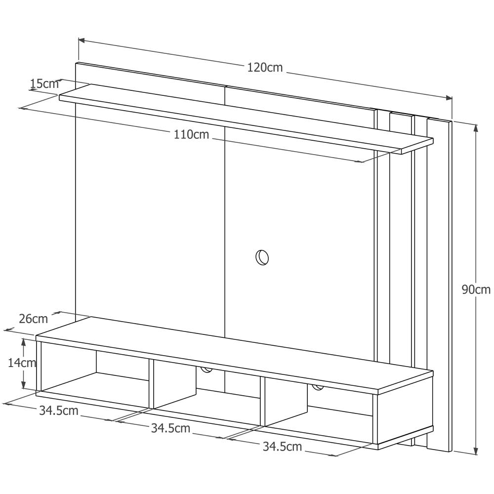 Estante Painel TV 32 40 42 43 47 48 Polegadas Home Suspenso Nichos Organizadores Prateleira Superior Sala Quarto Nice - Branco/Nature - Mania