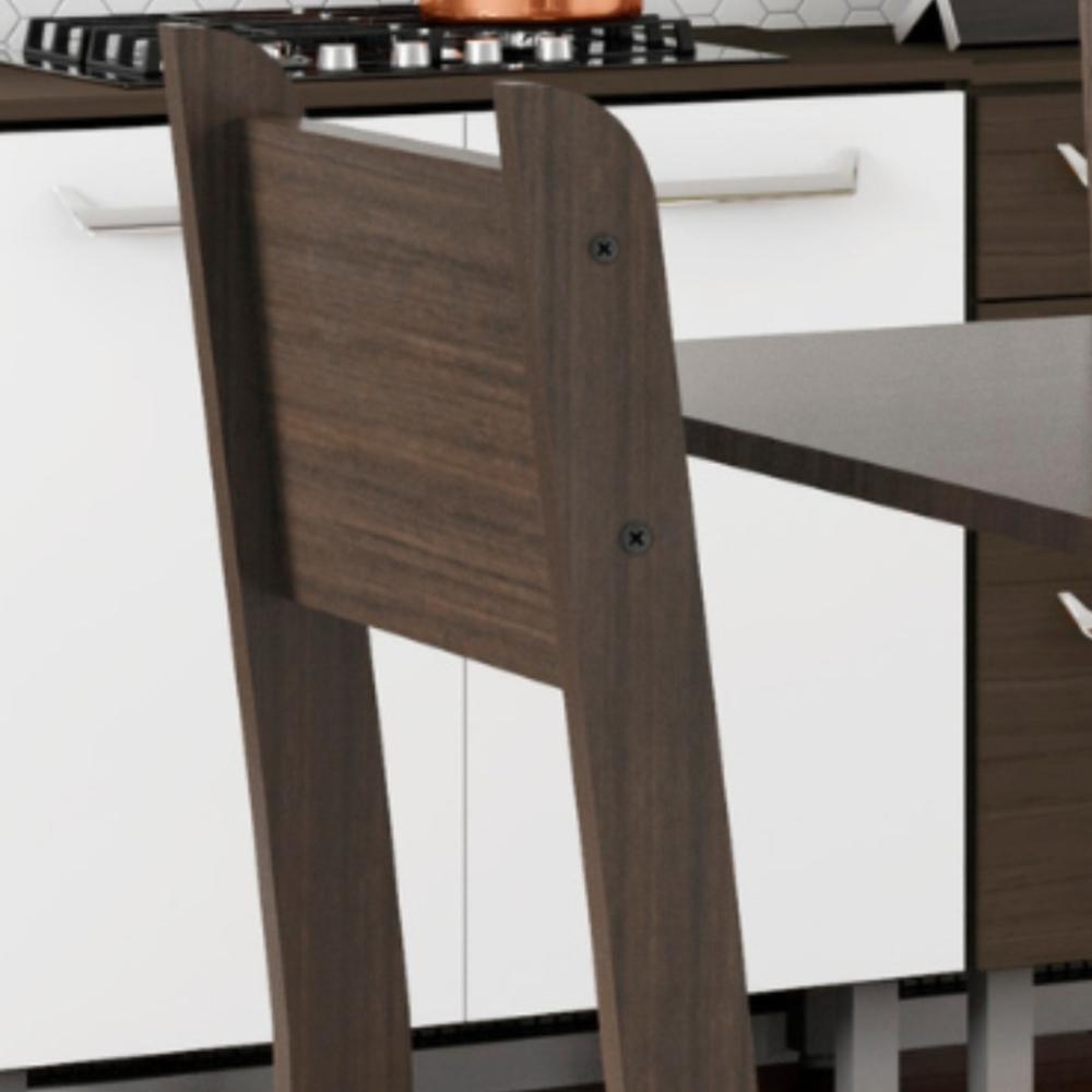 Jogo 2 Cadeiras Para Mesa de Jantar Milano MDF Assento Estofado Espuma D11 Pés Retrô Cozinha Moderna Amêndoa/Savana