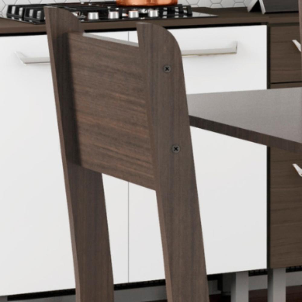 Jogo 2 Cadeiras Para Mesa de Jantar Milano MDF Assento Estofado Espuma D11 Pés Retrô Cozinha Moderna Amendoa/Preto
