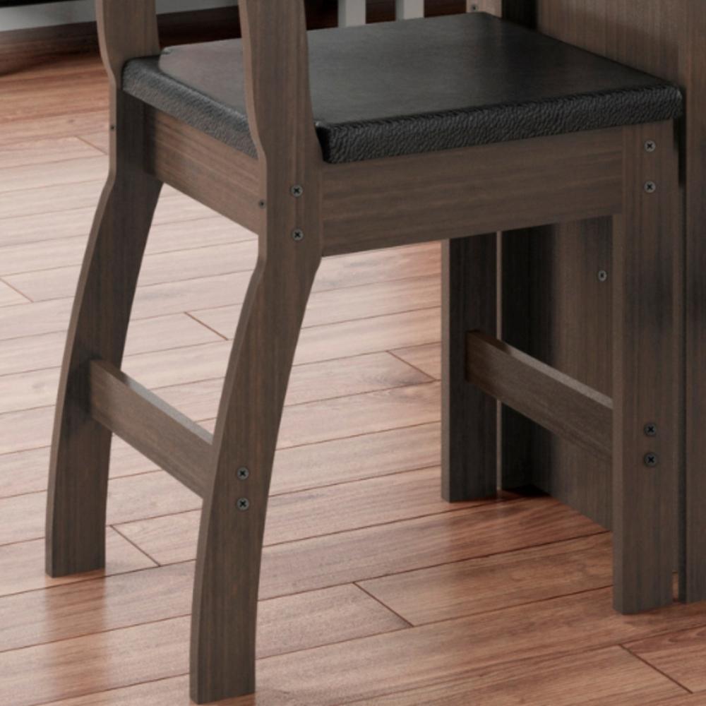 Jogo 2 Cadeiras Para Mesa de Jantar Milano MDF Assento Estofado Espuma D11 Pés Retrô Cozinha Moderna Amendoa/Preto