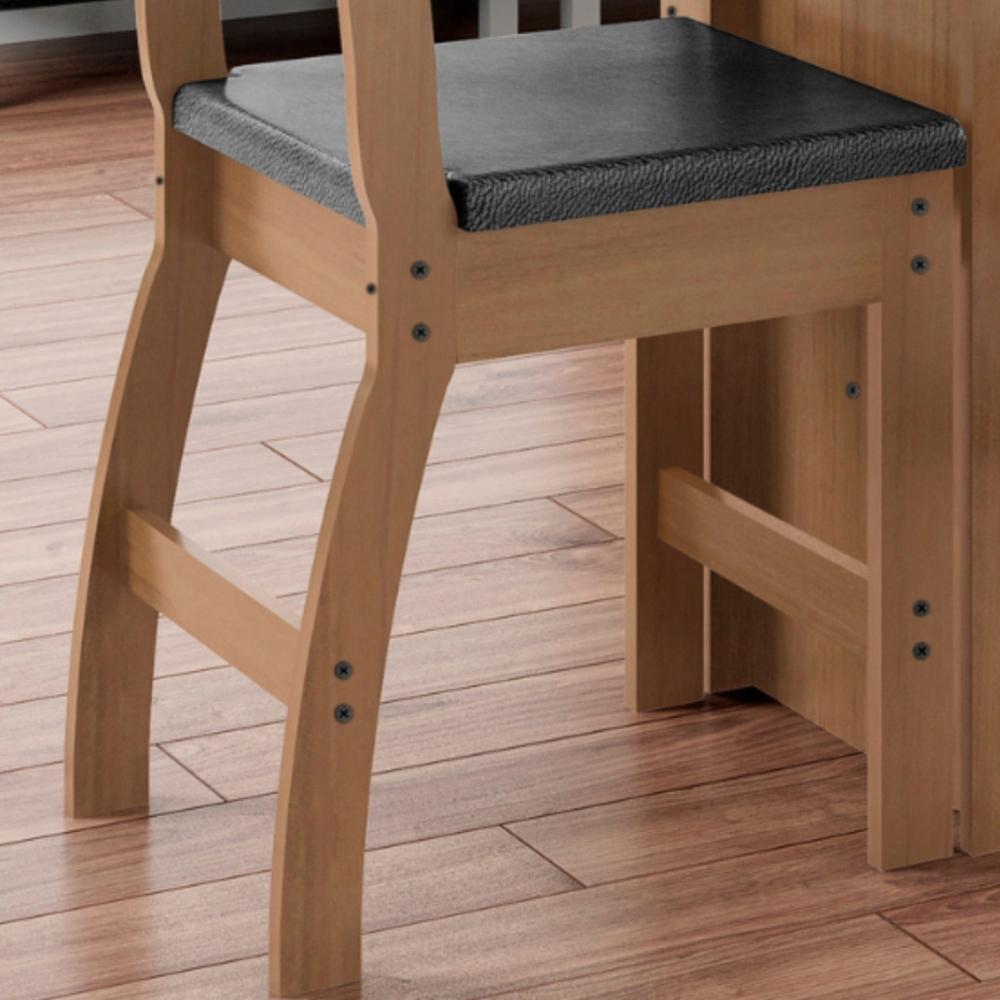 Jogo 2 Cadeiras Para Mesa de Jantar Milano MDF Assento Estofado Espuma D11 Pés Retrô Cozinha Moderna Carvalho/Preto