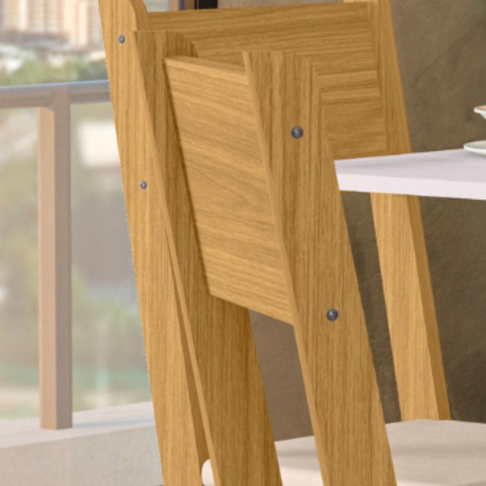 Jogo 2 Cadeiras Para Mesa de Jantar Milano MDF Assento Estofado Espuma D11 Pés Retrô Cozinha Moderna Freijó/Savana