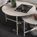 Jogo 2 Mesas Industrial Centro Sala Prisma Mesinhas MDF Redonda Pequena Pés Ferro Resistente Decoração Casa - Off White - RPM