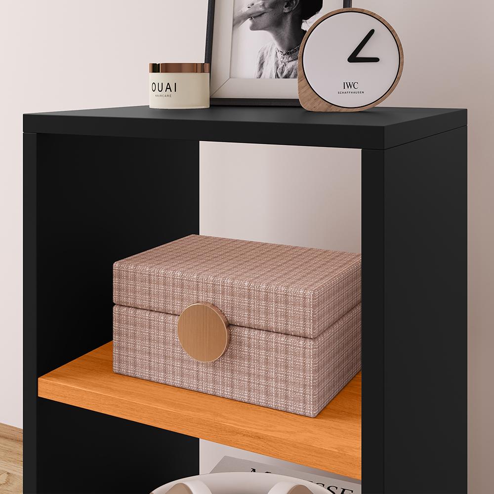 Jogo Quarto 2 Mesas Pequena Bella Retrô Cabeceira Suspensa Júlia 1,95 Cama Box Casal King Size Suede - Preto/Cinamomo - RPM