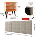 Jogo Quarto 2 Mesinhas Apoio Prateleira Pés Palito Retrô Off/Cinamomo Cabeceira Modular Bia Estofado Linho Cama Box Casal 1,40 Bege- RPM