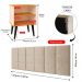 Jogo Quarto 2 Mesinhas Apoio Prateleira Pés Palito Retrô Off/Cinamomo Cabeceira Modular Bia Estofado Suede Cama Box Casal 1,40 Areia - RPM