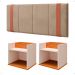 Jogo Quarto Casal 2 Mesas Cabeceira Suspensa Madri Divisória Superior Off White/Cinamomo Painel Estofado Parise Cama Box 1,40 Bege Suede - Lojas RPM