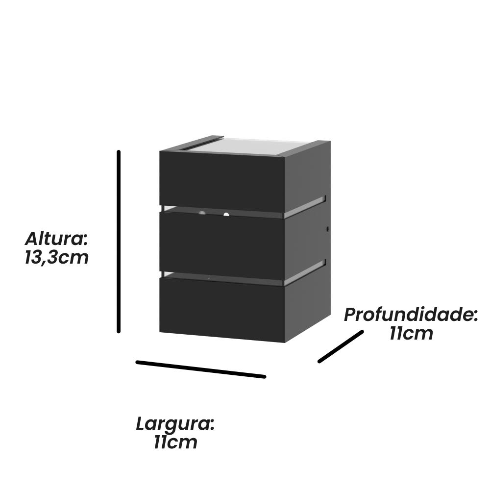 Kit 2 Arandelas de Parede Plus 1102 Preto com Focos e 2 Frisos - RPM Móveis