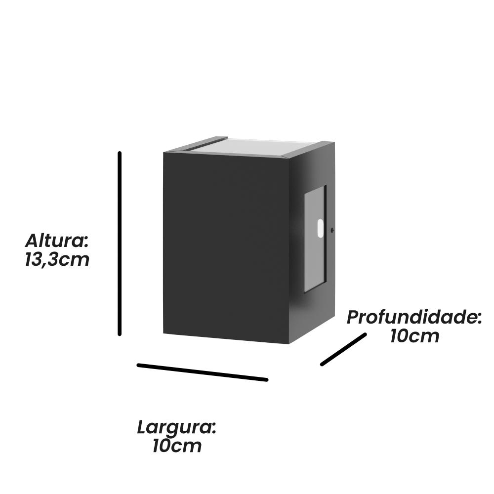 Kit 2 Arandelas de Parede Plus 1104 Preto com Focos - RPM Móveis