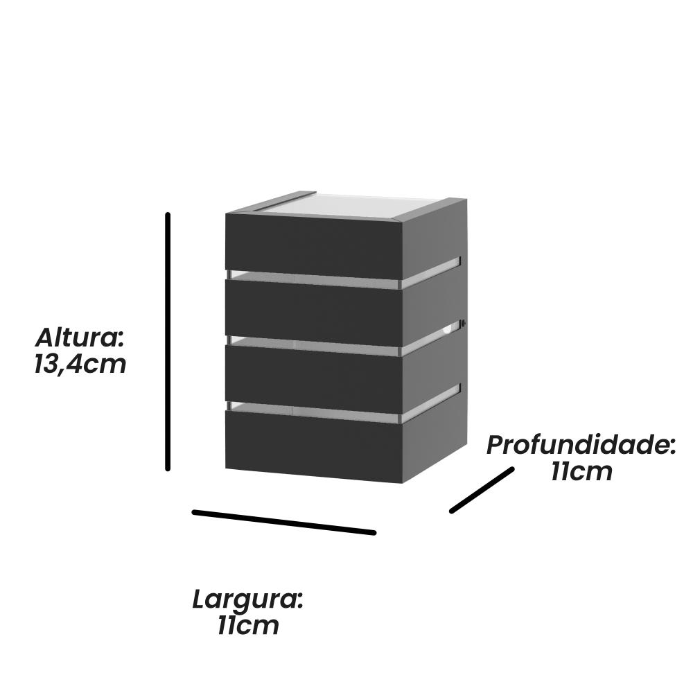 Kit 2 Arandelas de Parede Plus 1205 Preto com Focos e 3 Frisos - RPM Móveis