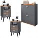 Kit 2 Mesas Cabeceira Classic Nicho Organizador Sapateira Gavetas Basculante Porta 12 Pares Calçados Closet Cinza/Cinamomo - Lojas RPM
