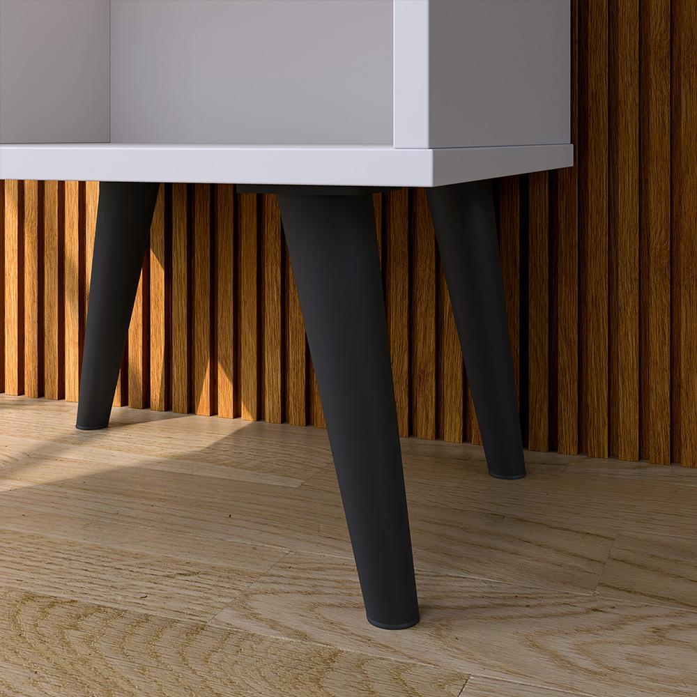 Kit 2 Mesas Cabeceira Decore Mesinha Gaveta Nicho Aparador Buffet Wood New Branco Retrô Pés Palito - Lojas RPM