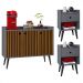 Kit 2 Mesas Cabeceira Decore Mesinha Gaveta Nicho Aparador Buffet Wood New Cinza/Ripado Retrô Pés Palito - Lojas RPM