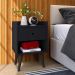 Kit 2 Mesas Cabeceira Decore Mesinha Gaveta Nicho Aparador Buffet Wood New Preto Retrô Pés Palito - Lojas RPM