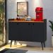 Kit 2 Mesas Cabeceira Decore Mesinha Gaveta Nicho Aparador Buffet Wood New Preto Retrô Pés Palito - Lojas RPM