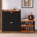 Kit 2 Mesas Cabeceira Dream Preto Mesinha Lateral Cama Sapateira Vertical Milano Banquinho Organizador Quarto Cinamomo - Lojas RPM