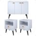 Kit 2 Mesas Cabeceira Estilo Mesinha Quarto Aparador Buffet Truzzi Puxador Concha Pés Palito Retrô Cozinha Sala Jantar Branco - Lojas RPM
