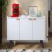 Kit 2 Mesas Cabeceira Estilo Mesinha Quarto Aparador Buffet Truzzi Puxador Concha Pés Palito Retrô Cozinha Sala Jantar Branco - Lojas RPM