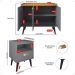 Kit 2 Mesas Cabeceira Estilo Mesinha Quarto Aparador Buffet Truzzi Puxador Concha Pés Palito Retrô Cozinha Sala Jantar Cinza/Cinamomo - Lojas RPM