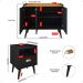 Kit 2 Mesas Cabeceira Estilo Mesinha Quarto Aparador Buffet Truzzi Puxador Concha Pés Palito Retrô Cozinha Sala Jantar Preto/Cinamomo - Lojas RPM