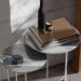 Kit 2 Mesas Laterais Sofá Industrial Redonda Mesinhas Canto Prisma Tampo MDF Apoio Aparador Objeto Pés Ferro Sala Quarto - Cinza - RPM