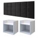 Kit 2 Mesas Suspensa Madri Branco Nicho Aparador Lateral Cabeceira Bia 1,60 Painel Cama Box Queen Size Preto Suede Quarto