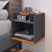 Kit 2 Mesas Suspensa Madri Nicho Aparador Lateral Cabeceira Bia 1,60 Painel Cama Box Queen Size Suede Quarto - Cinza/Cinamomo