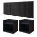 Kit 2 Mesas Suspensa Madri Nicho Aparador Lateral Cabeceira Bia 1,60 Painel Cama Box Queen Size Suede Quarto - Preto