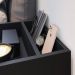 Kit 2 Mesas Suspensa Madri Nicho Aparador Lateral Cabeceira Bia 1,60 Painel Cama Box Queen Size Suede Quarto - Preto
