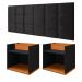 Kit 2 Mesas Suspensa Madri Nicho Aparador Lateral Cabeceira Bia 1,60 Painel Cama Box Queen Size Suede Quarto - Preto/Cinamomo