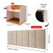 Kit 2 Mesas Suspensa Madri Off/Cinamomo Nicho Aparador Lateral Cabeceira Bia 1,60 Painel Cama Box Queen Size Areia Suede Quarto