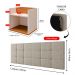 Kit 2 Mesas Suspensa Madri Off/Cinamomo Nicho Aparador Lateral Cabeceira Bia 1,60 Painel Cama Box Queen Size Bege Linho Quarto