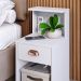 Kit 2 Mesas de Cabeceira Cléo Branco 1 Gaveta Puxador Concha Nicho Prateleira Suspensa Lateral Cama Box Quarto - Lojas RPM