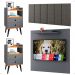Kit 2 Mesinhas Apoio Cinza/Cinamomo Painel Tv 32 Polegadas Prateleira Suspensa Cabeceira Cama Box Queen Size 1,60 Linho - Lojas RPM
