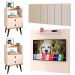 Kit 2 Mesinhas Apoio Off White/Cinamomo Painel Tv 32 Polegadas Prateleira Suspensa Cabeceira Cama Box Queen Size 1,60 Areia Suede - Lojas RPM