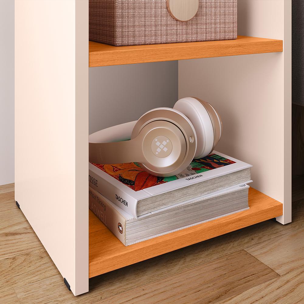 Kit 2 Mesinhas Bella Lateral Prateleira Off White/Cinamomo Cabeceira Parise Suspensa Cama Box Queen Size 1,60 Estofada Bege Suede - Lojas RPM