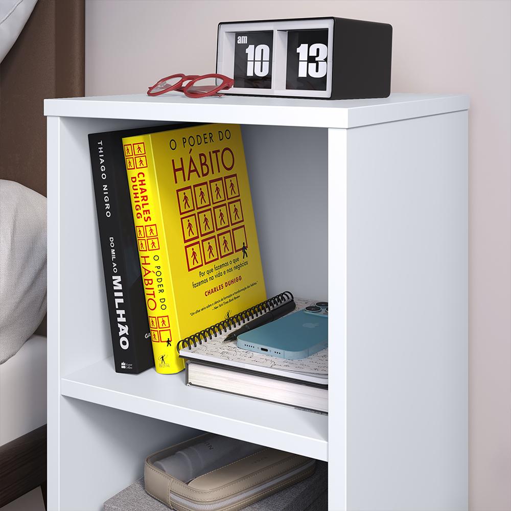 Kit 2 Mesinhas Branco Canto Nicho Prateleira Cabeceira Suspensa Almofadada Cama Box Queen Size 1,60 Detalhe Lateral Bege Suede - Lojas RPM