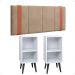 Kit 2 Mesinhas Branco Canto Nicho Prateleira Porta Objetos Cabeceira Suspensa Almofadada Cama Box Casal 1,40 Detalhe Lateral Bege Suede - Lojas RPM