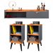 Kit 2 Mesinhas Cabeceira Charme Mesa Lateral Cama Penteadeira Suspensa Decor Puxador Concha Nicho Organizador Cinza/Cinamomo - Lojas RPM