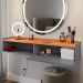 Kit 2 Mesinhas Cabeceira Charme Mesa Lateral Cama Penteadeira Suspensa Decor Puxador Concha Nicho Organizador Cinza/Cinamomo - Lojas RPM