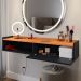Kit 2 Mesinhas Cabeceira Charme Mesa Lateral Cama Penteadeira Suspensa Decor Puxador Concha Nicho Organizador Preto/Cinamomo - Lojas RPM
